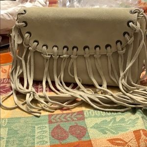 Faux Swede fringe shoulder bag